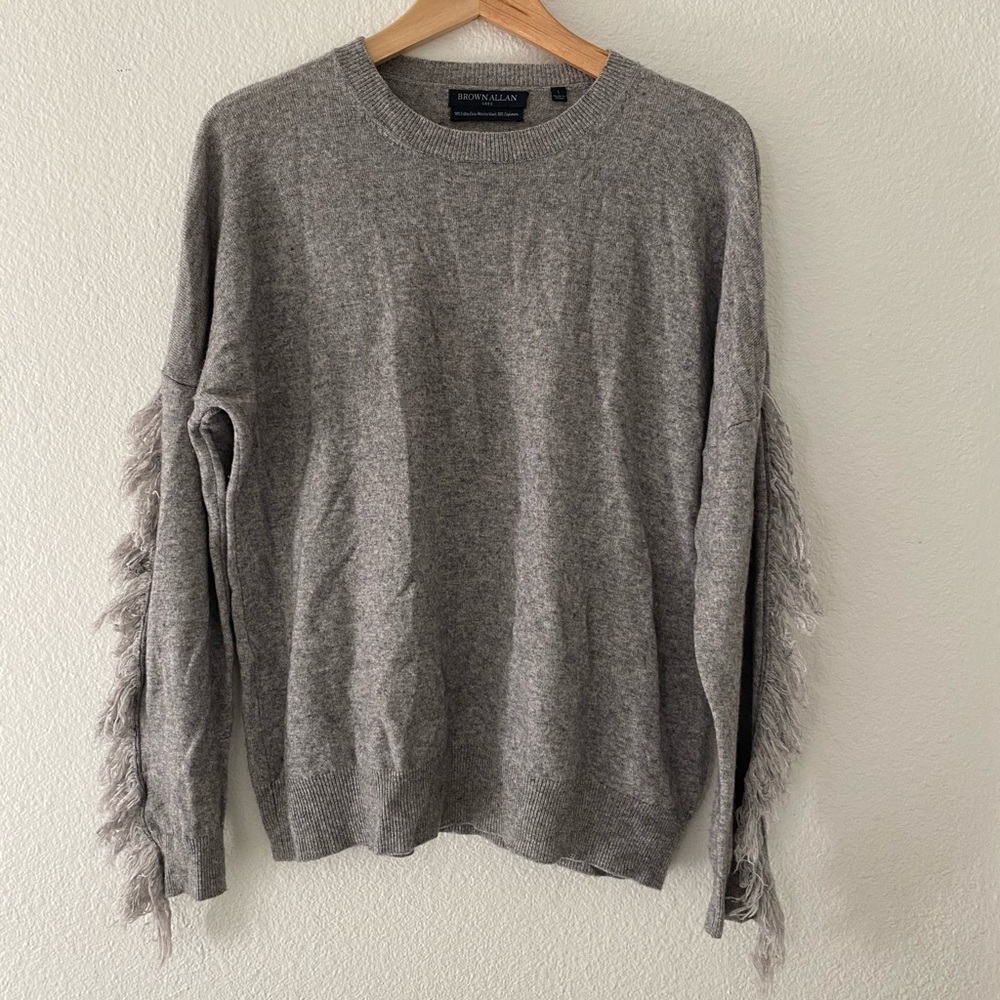 Brown Allan Merino Wool & Cashmere Fringe Sweater